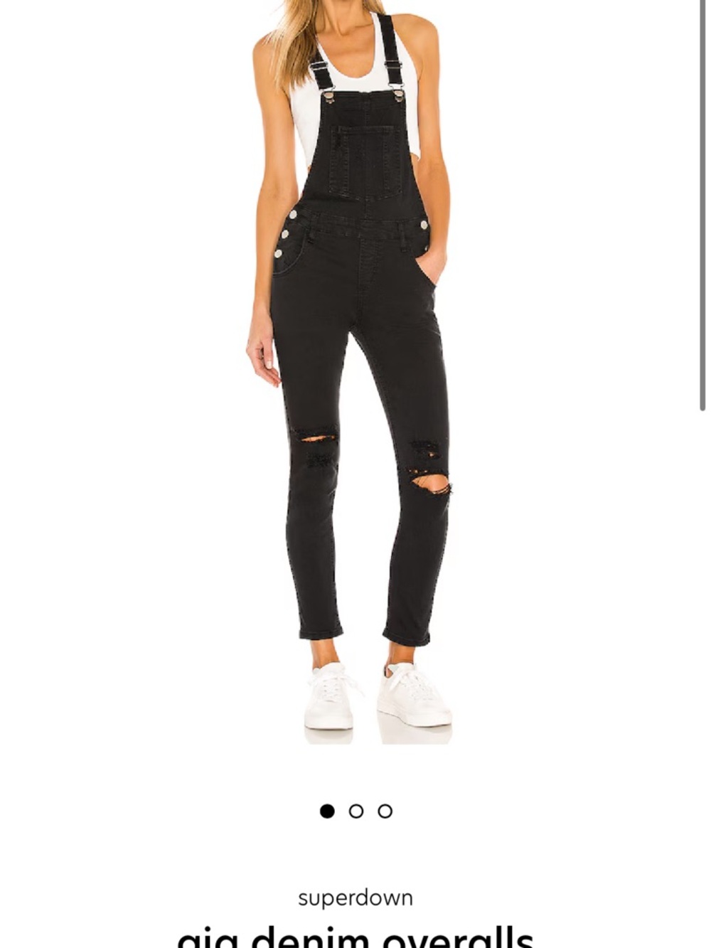 superdown Black Distressed Denim Overalls